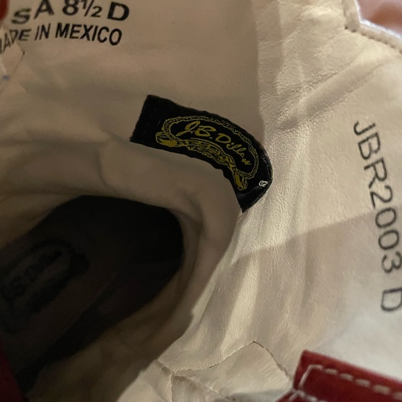 J.B. Dillon Cooper Men’s Western Square Toe Cowboy Boot Leather Tan Red 8.5D - Picture 7 of 8